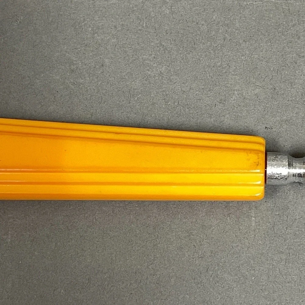Vintage Knife Sharpener‎ Yellow Bakelite? Stainless Steel